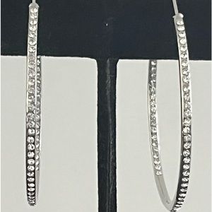 CZ Double Hemisphere Hoop Earrings 1.5” NWOTs.